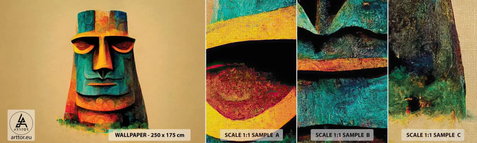 Échantillon de Papier Peint Premium Canvas - Statuesque et sympathique - Statue, Sculpture, Morceau - 100x30 cm