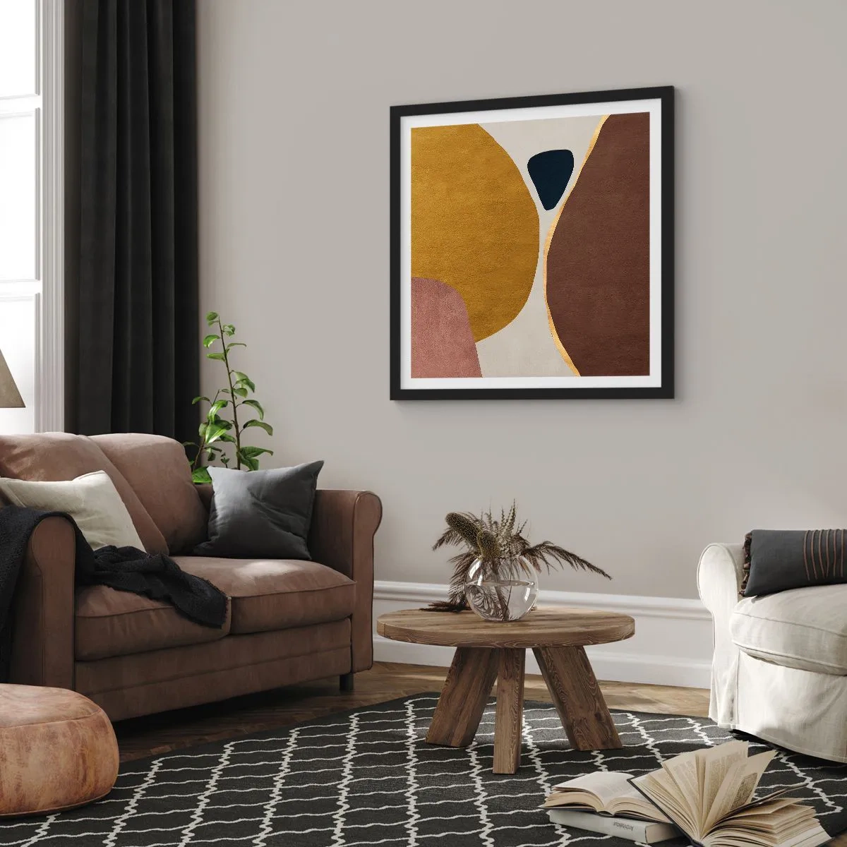 Affiche dans un cadre noir - Poster - L'abstraction – une place dans l'espace - 40x40 cm