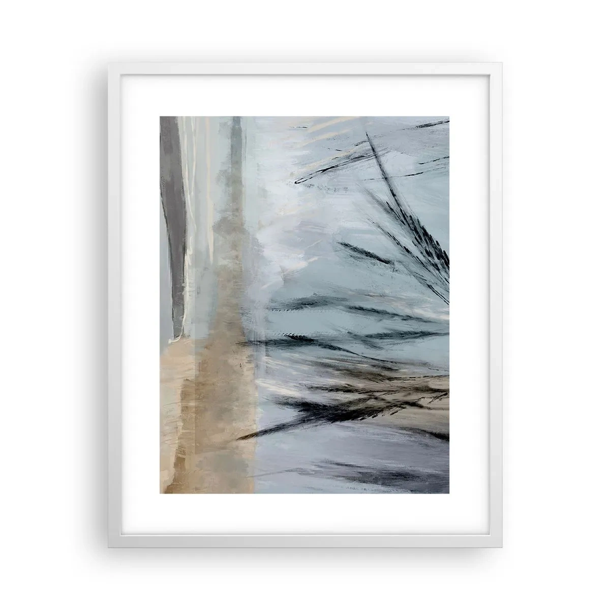 Affiche dans un cadre blanc - Poster - Champs d'hiver - 40x50 cm