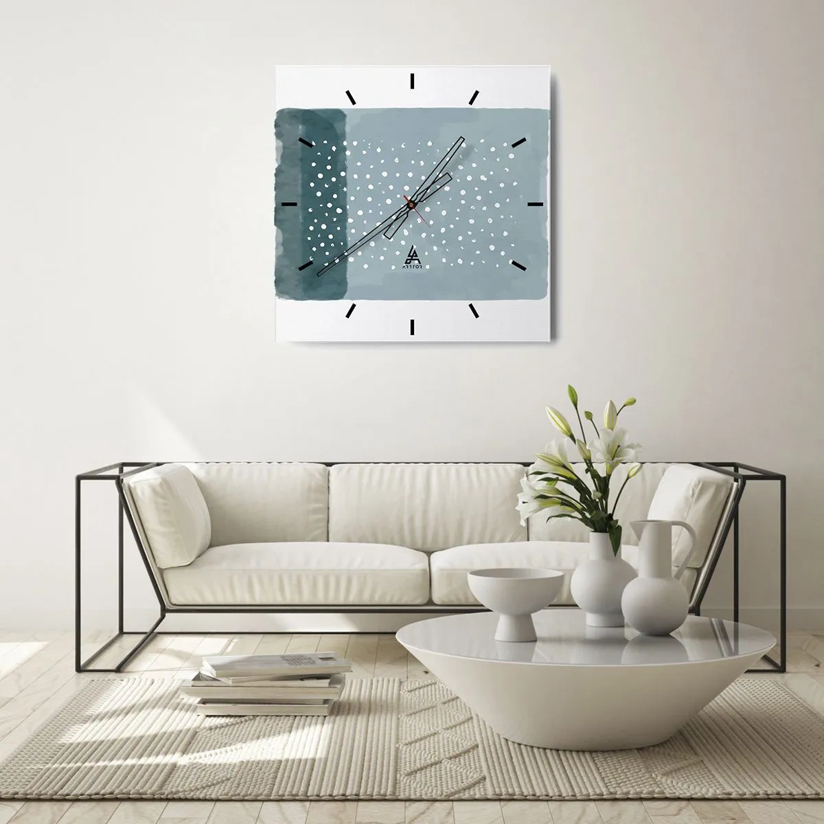 Horloge murale - Pendule murale - Évolution de bleus - 40x40 cm