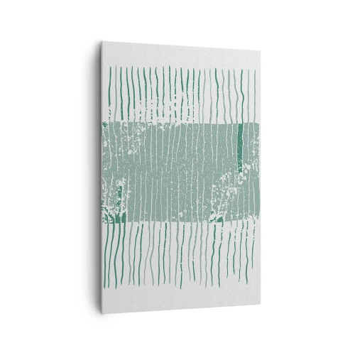 Impression sur toile - Image sur toile - Motif géométrique dans les tons vert mer et blanc - 80x120cm - Abstraction de la mer - Décoration murale moderne pour le salon et la chambre ARTTOR