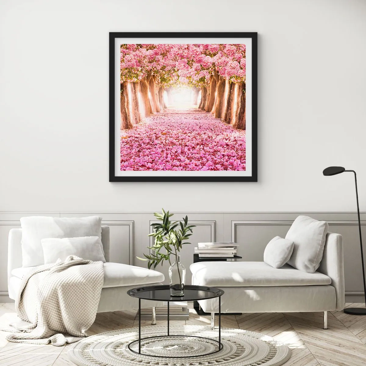 Affiche dans un cadre noir - Poster - La route du paradis - 60x60 cm