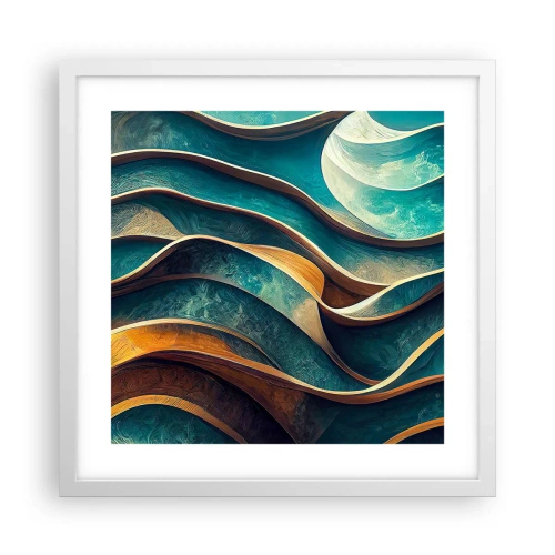 Affiche dans un cadre blanc - Poster - Méandres de bleu - 40x40 cm