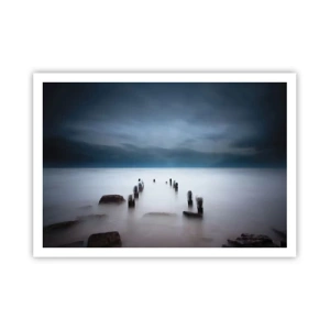 Affiche - Poster - La vieille jetée sur fond de mer calme - 100x70cm - Lac pensif - Décoration murale moderne pour le salon et la chambre ARTTOR