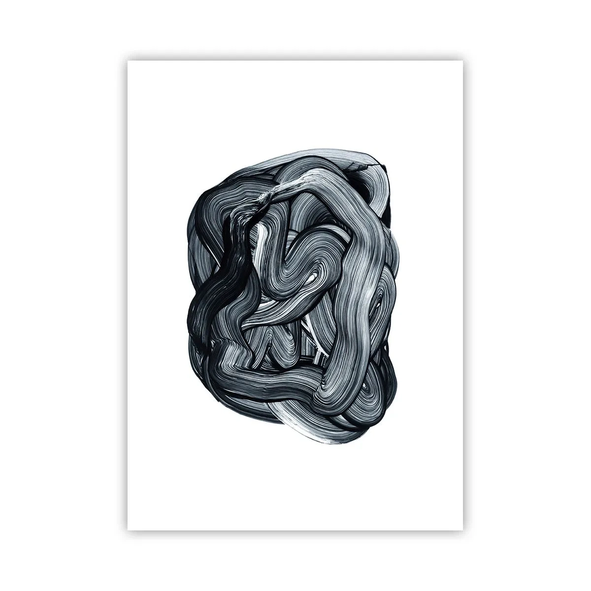 Affiche - Poster - Composition abstraite de coups de pinceau en noir et blanc - 50x70cm - Ce n'est pas si simple - Décoration murale moderne pour le salon et la chambre ARTTOR