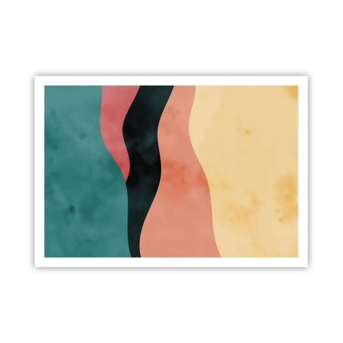 Affiche - Poster - Vagues abstraites aux couleurs pastel - 100x70cm - Conformité non-conforme - Décoration murale moderne pour le salon et la chambre ARTTOR