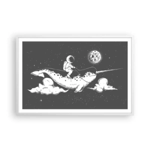 Affiche dans un cadre blanc - Poster - Cavalier de l'espace - 91x61 cm