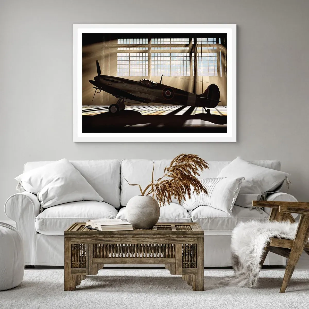 Affiche dans un cadre blanc - Poster - Le repos du guerrier - 70x50 cm