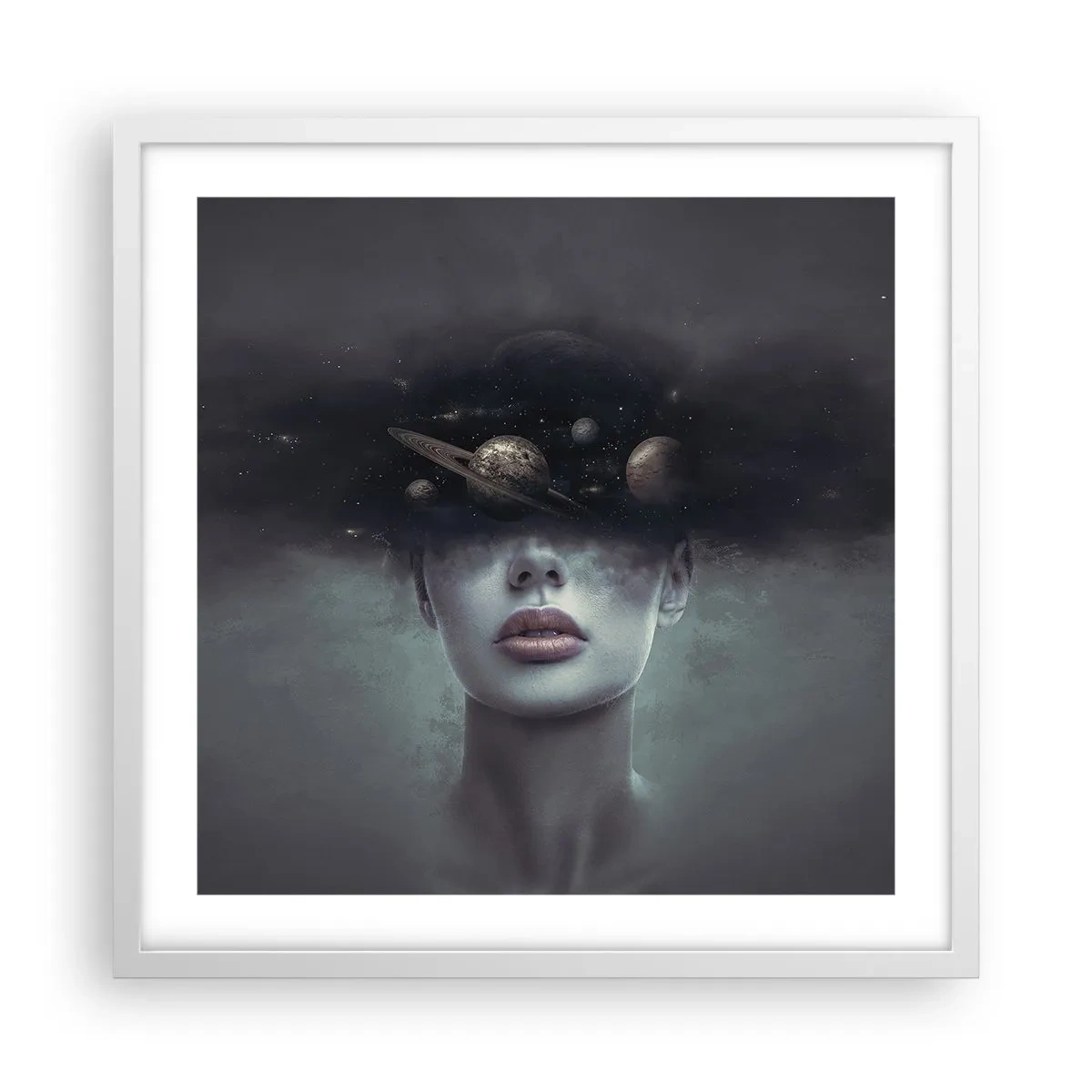 Affiche dans un cadre blanc - Poster - Et les planètes deviennent folles... - 50x50 cm