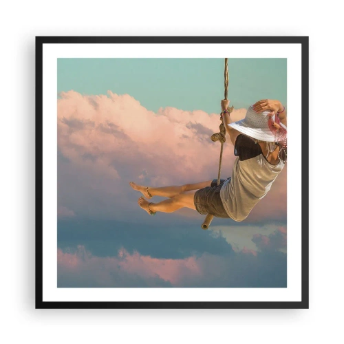 Affiche dans un cadre noir - Poster - S'amuser dans les nuages - 60x60 cm