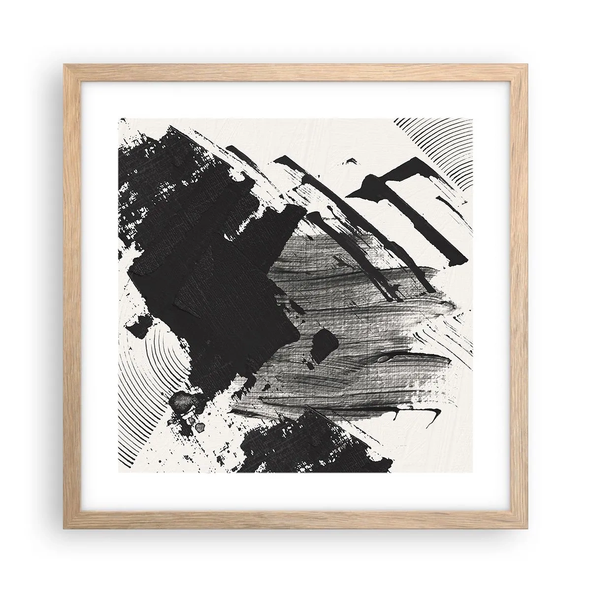Affiche dans un chêne clair - Poster - Abstraction – expression du noir - 40x40 cm