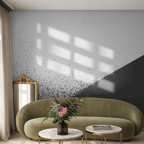 Papier Peint Photo Premium Sand - De plus en plus vite, de plus en plus - Abstraction, Graphique, Noir et blanc - 350x256 cm