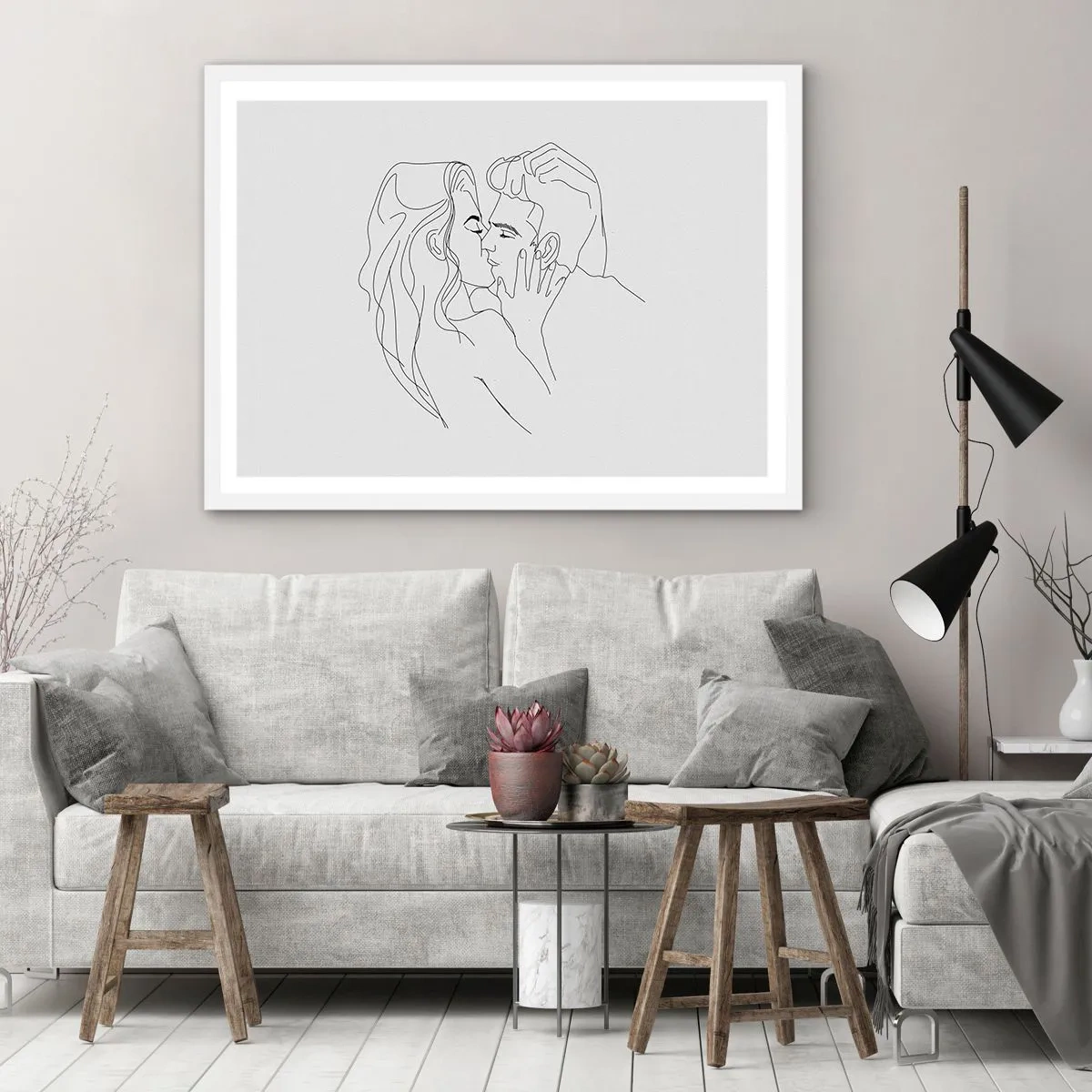 Affiche dans un cadre blanc - Poster - La même ligne - 50x40 cm