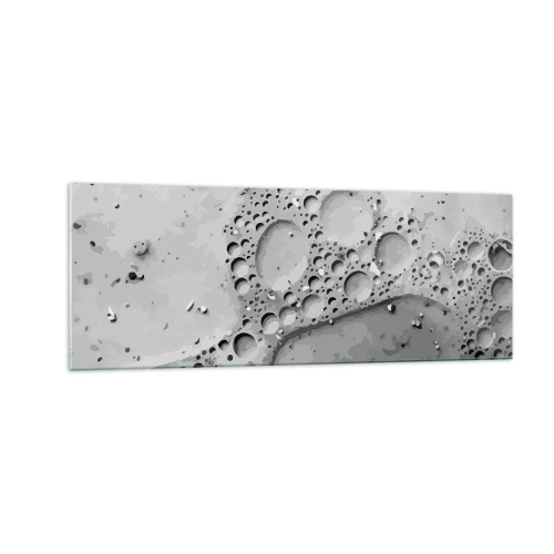 Impression sur verre - Image sur verre - Motif à bulles noir et blanc dans un style minimaliste - 140x50cm - Sentier de mousse - Décoration murale moderne pour le salon et la chambre ARTTOR