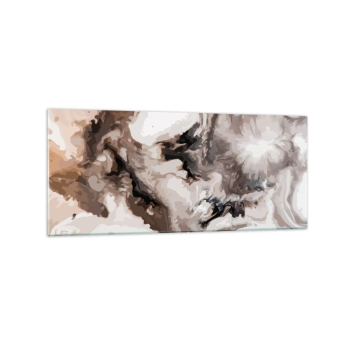 Impression sur verre - Image sur verre - Motif abstrait dans les tons de marron et de blanc - 120x50cm - La naissance d'une galaxie - Décoration murale moderne pour le salon et la chambre ARTTOR