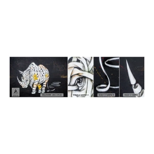 Échantillon de Papier Peint Autocollant Deluxe Sticker - La peau épaisse est un mythe - Abstraction, Rhinocéros, Abstraction - 100x30 cm