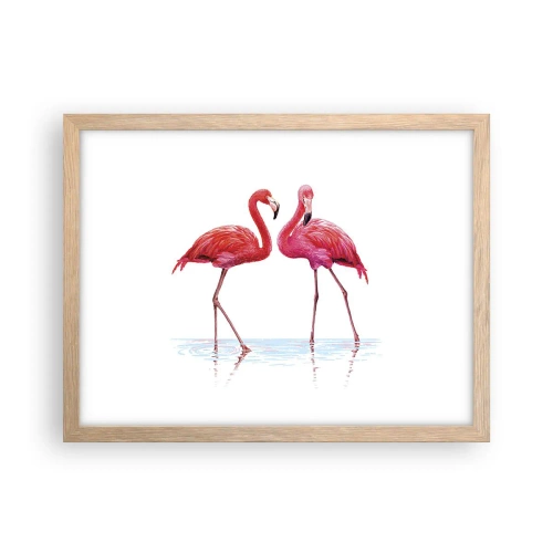Affiche dans un chêne clair - Poster - Rendez-vous rose - 40x30 cm