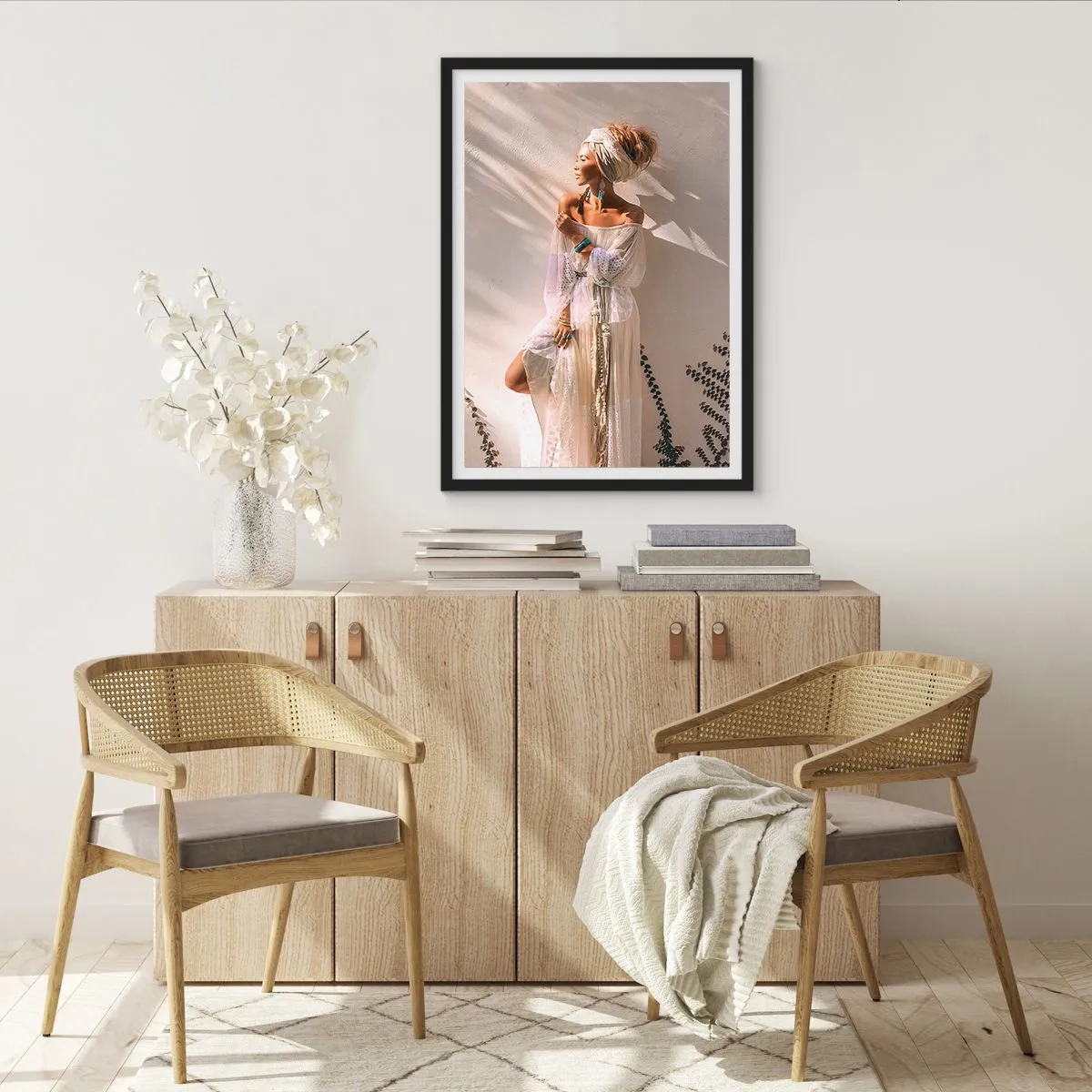 Affiche dans un cadre noir - Poster - Le soleil et la fille - 70x100 cm