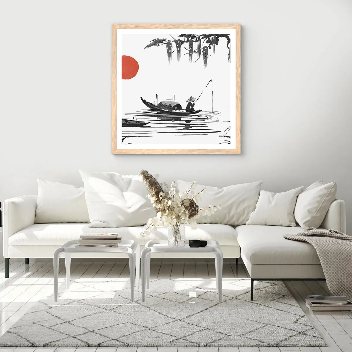 Affiche dans un chêne clair - Poster - Après-midi asiatique - 50x50 cm