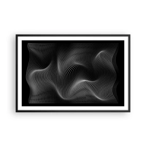 Affiche dans un cadre noir - Poster - Danse de lumière dans l'espace - 91x61 cm