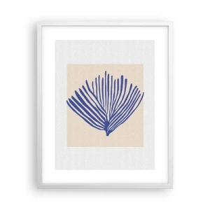 Affiche dans un cadre blanc - Poster - Éventail bleu - 40x50 cm