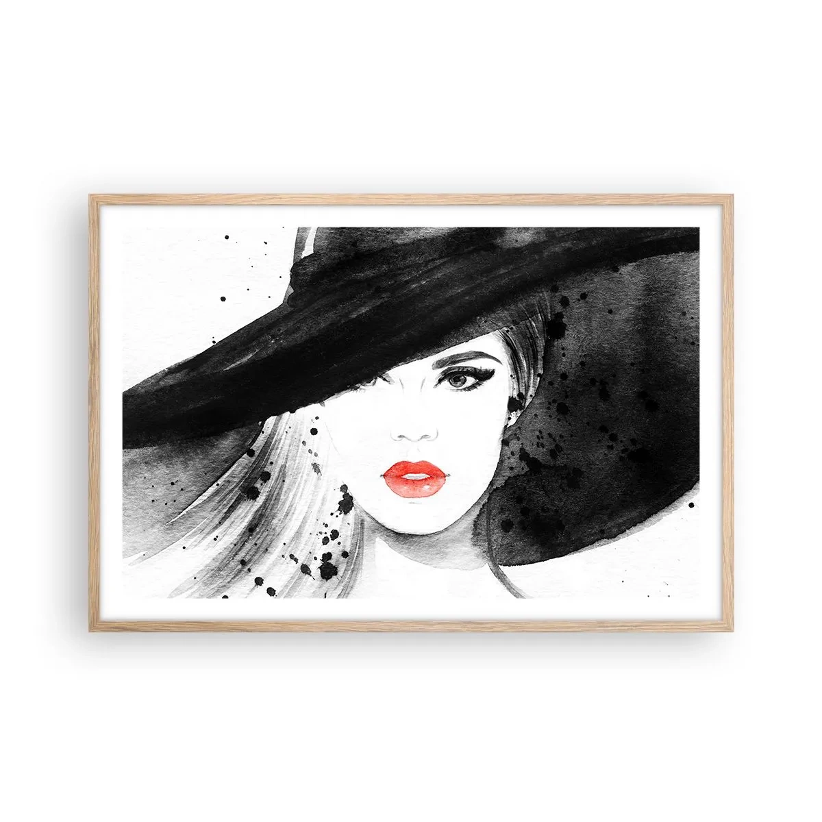 Affiche dans un chêne clair - Poster - Dame en noir - 91x61 cm