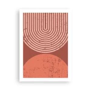 Affiche - Poster - Abstraction géométrique dans des tons de terre cuite avec un effet vintage - 50x70cm - Une relation proche - Décoration murale moderne pour le salon et la chambre ARTTOR