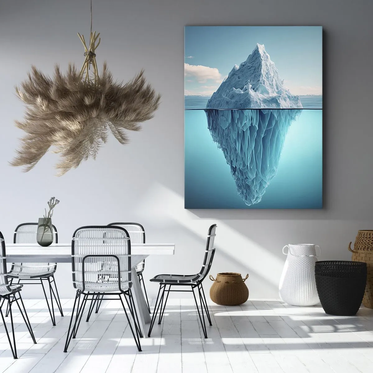 Impression sur toile - Image sur toile - Un iceberg visible au-dessus et au-dessous de la surface de l'eau - 70x100cm - Reine de Glace - Décoration murale moderne pour le salon et la chambre ARTTOR