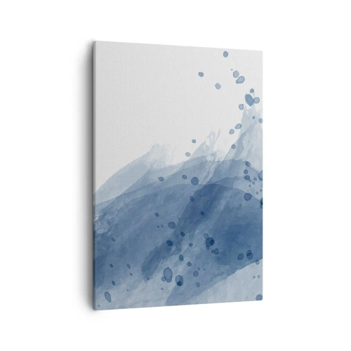 Impression sur toile - Image sur toile - Taches et stries abstraites dans des tons de bleu - 50x70cm - Tulle bleu - Décoration murale moderne pour le salon et la chambre ARTTOR