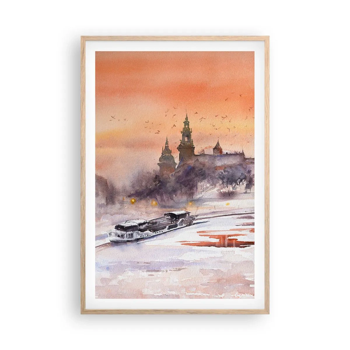 Affiche dans un chêne clair - Poster - Coucher de soleil royal - 61x91 cm