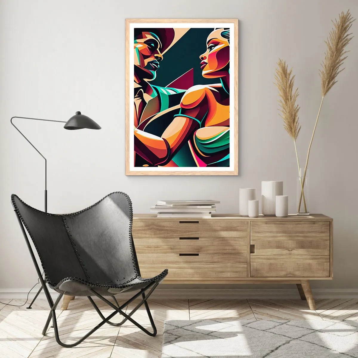 Affiche dans un chêne clair - Poster - Au rythme du coeur - 40x50 cm