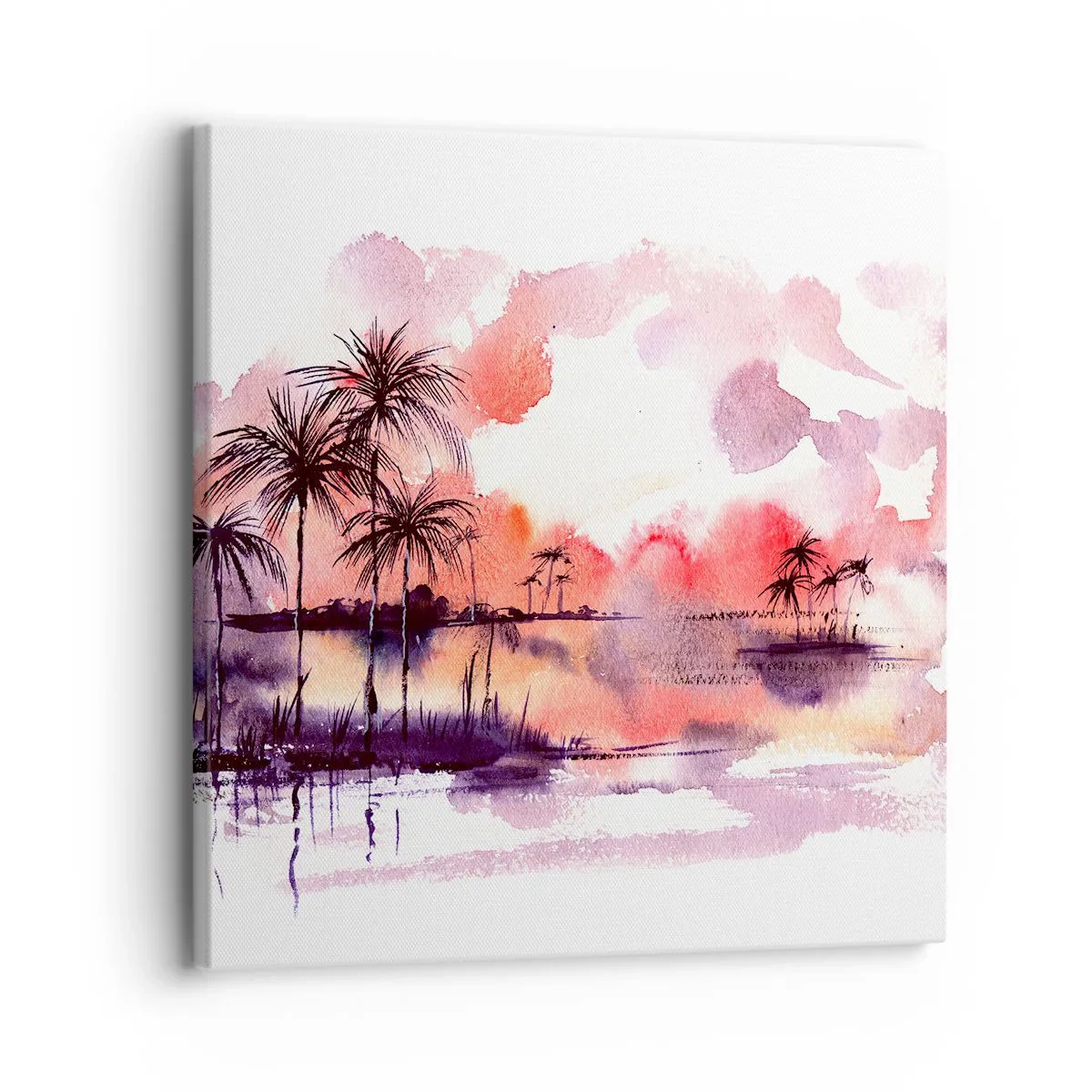 Impression sur toile - Image sur toile - La tranquillité des tropiques en rouge - 30x30 cm