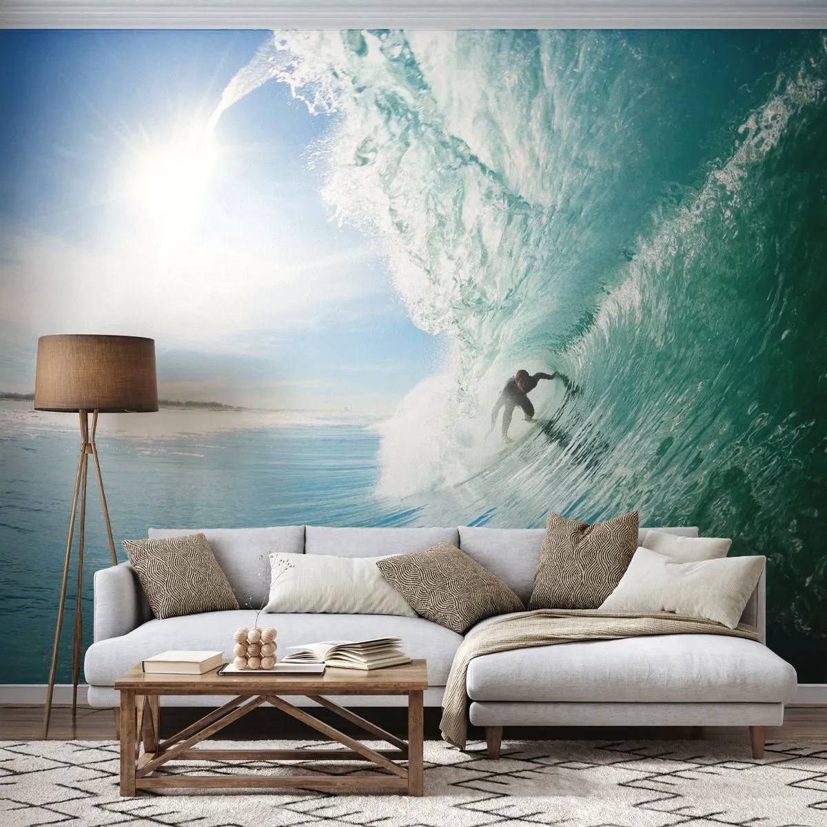 Papier Peint Autocollant Deluxe Sticker - Toujours sur la vague - Paysage, Océan, Surfeur - 250x175 cm