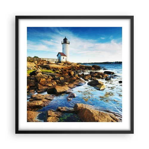 Affiche dans un cadre noir - Poster - Revenez heureux, j'attends - 50x50 cm