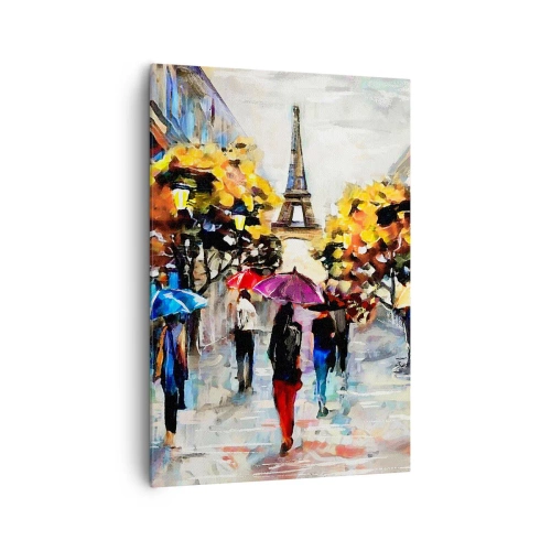 Impression sur toile - Image sur toile - Une promenade d'automne à Paris avec vue sur la Tour Eiffel - 70x100cm - Particulièrement beau en automne - Décoration murale moderne pour le salon et la chambre ARTTOR