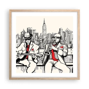 Affiche dans un chêne clair - Poster - improvisation new-yorkaise - 50x50 cm