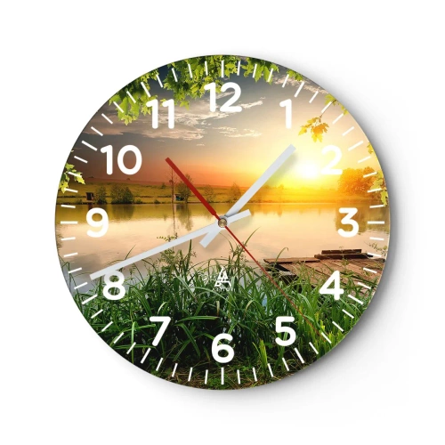 Horloge murale - Pendule murale - Paysage dans un cadre verdoyant - 40x40 cm
