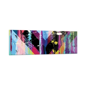 Impression sur verre - Image sur verre - Motif abstrait avec des formes géométriques colorées - 160x50cm - De haut en bas - Décoration murale moderne pour le salon et la chambre ARTTOR