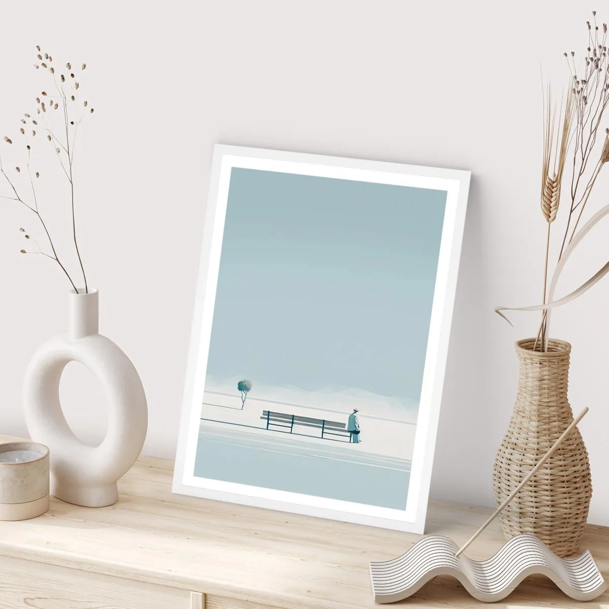 Affiche dans un cadre blanc - Poster - Oui, j'attends. - 70x100 cm