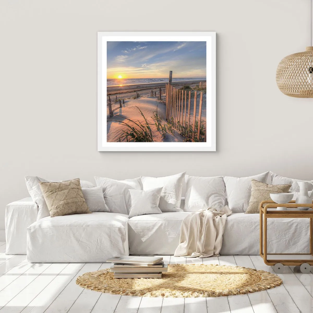 Affiche dans un cadre blanc - Poster - Ombre et brillance du vent - 40x40 cm