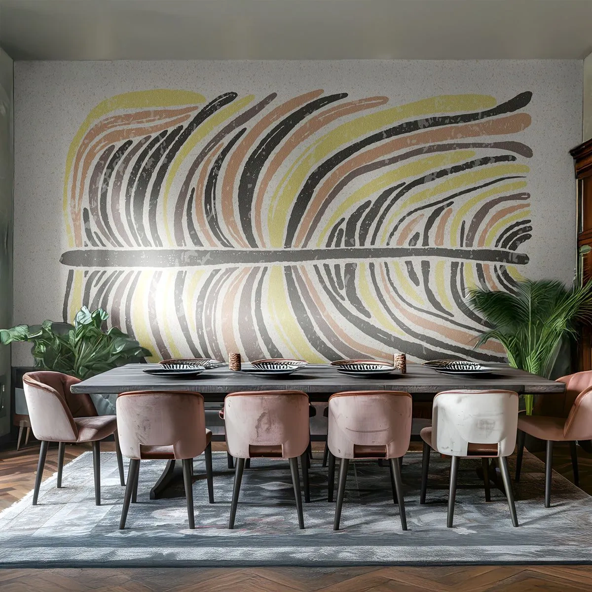 Papier Peint Photo Standard Eco - Abstraction pleine de vie - Bohème, Minimalisme, Pastel - 350x256 cm