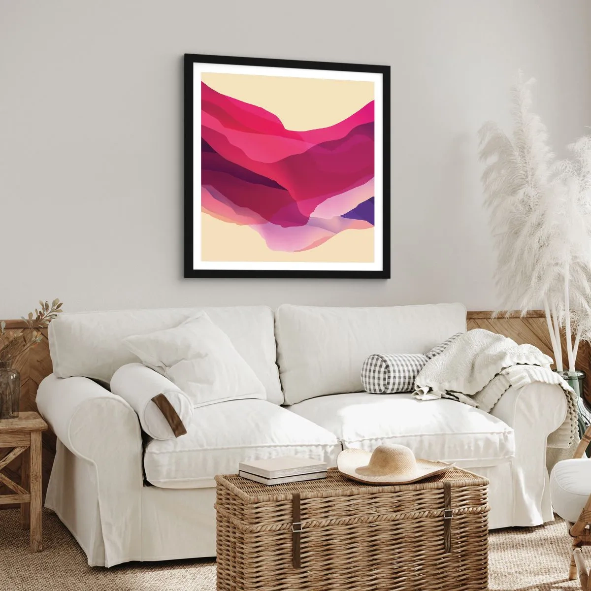 Affiche dans un cadre noir - Poster - Vagues pourpre - 60x60 cm