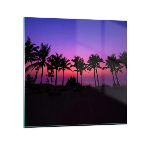 Impression sur verre - Image sur verre - Soirée sous les palmiers - 30x30 cm