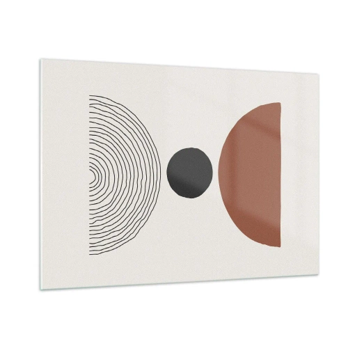 Impression sur verre - Image sur verre - Formes géométriques abstraites sur fond clair - 100x70cm - Au centre de l'attention - Décoration murale moderne pour le salon et la chambre ARTTOR