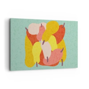Impression sur toile - Image sur toile - Poires abstraites colorées sur fond vert - 120x80cm - Essayez le soleil d'été - Décoration murale moderne pour le salon et la chambre ARTTOR