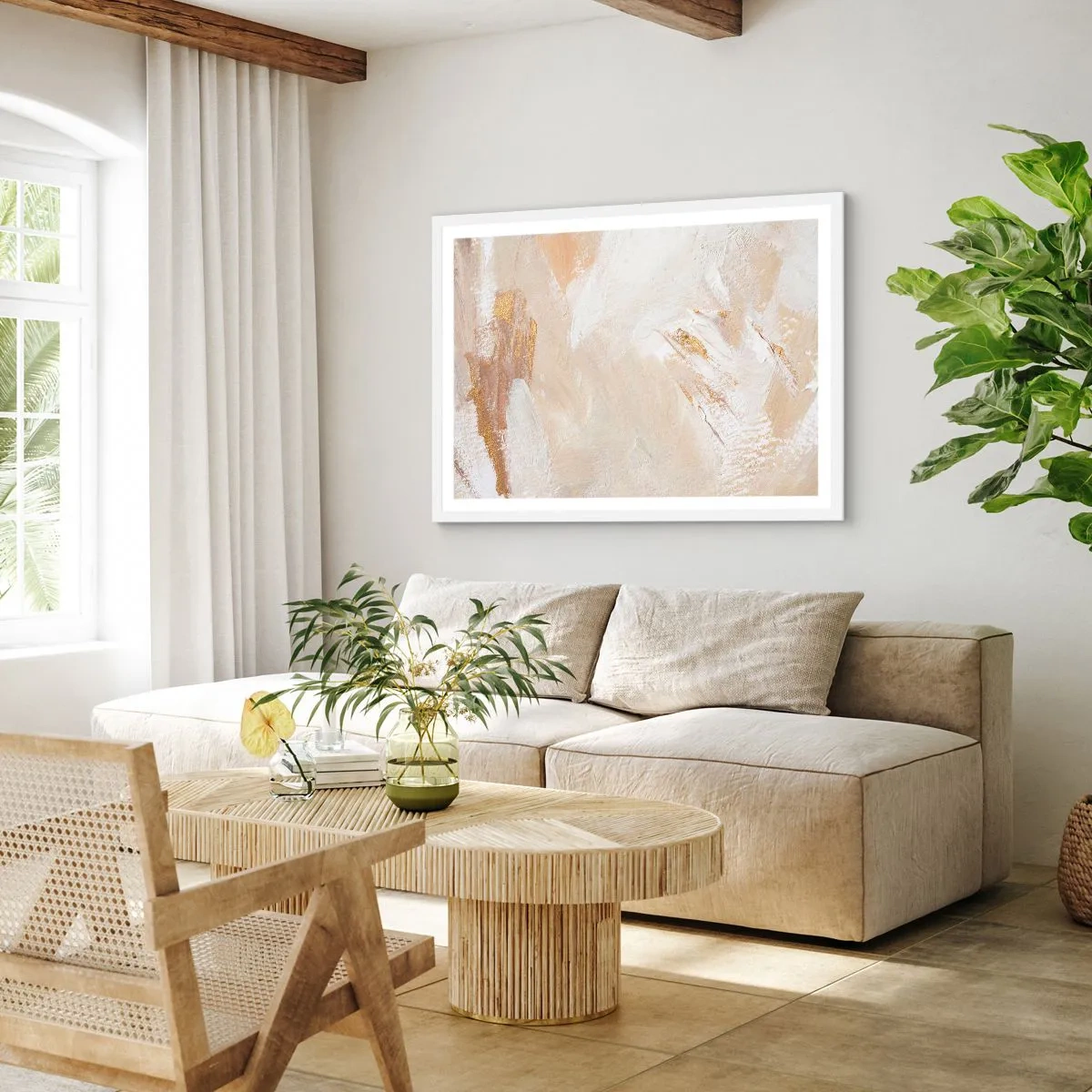 Affiche dans un cadre blanc - Poster - Composition pastel - 100x70 cm