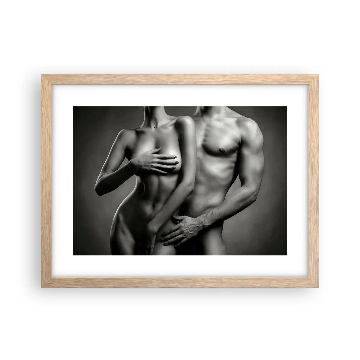 Affiche dans un chêne clair - Poster - Adam et Eve - 40x30 cm