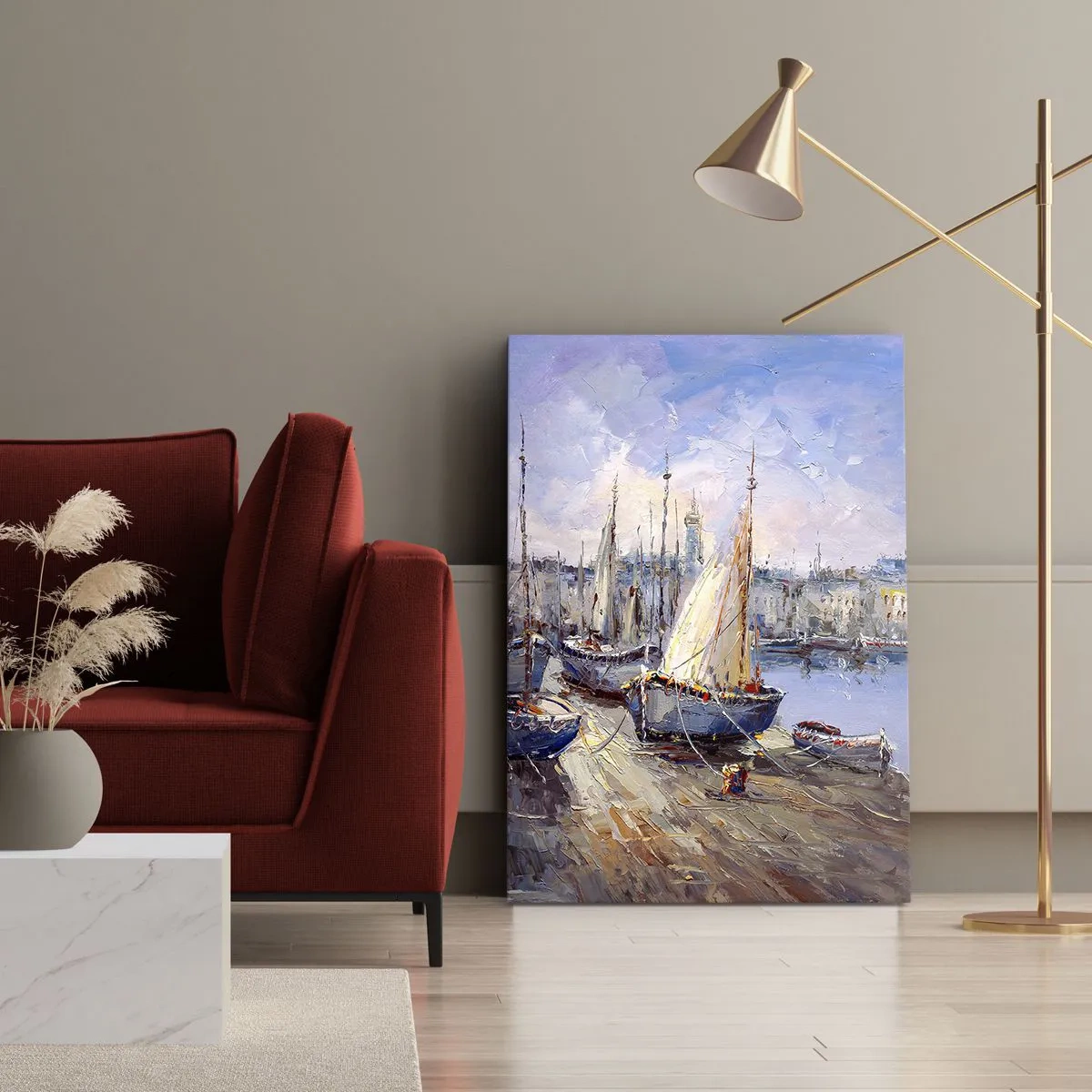 Impression sur toile - Image sur toile - Une ville au bord de la baie - 80x120 cm