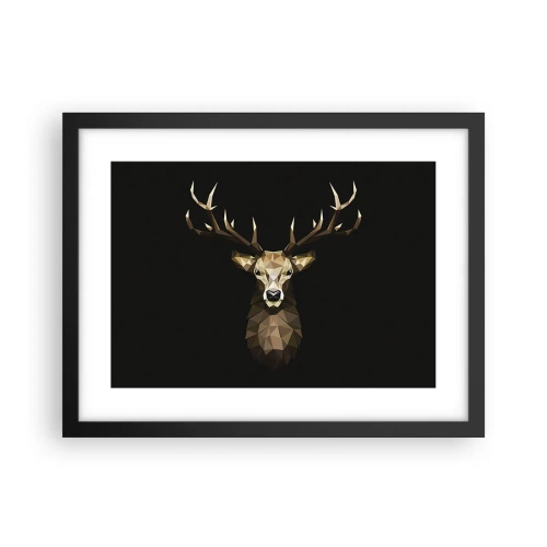Affiche dans un cadre noir - Poster - Cerf cubique - 40x30 cm