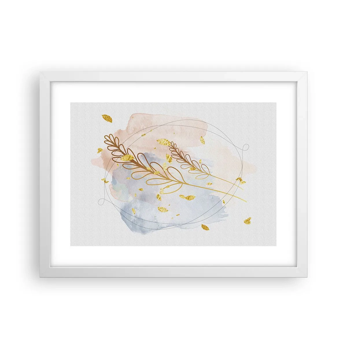 Affiche dans un cadre blanc - Poster - Explosion d'or - 40x30 cm